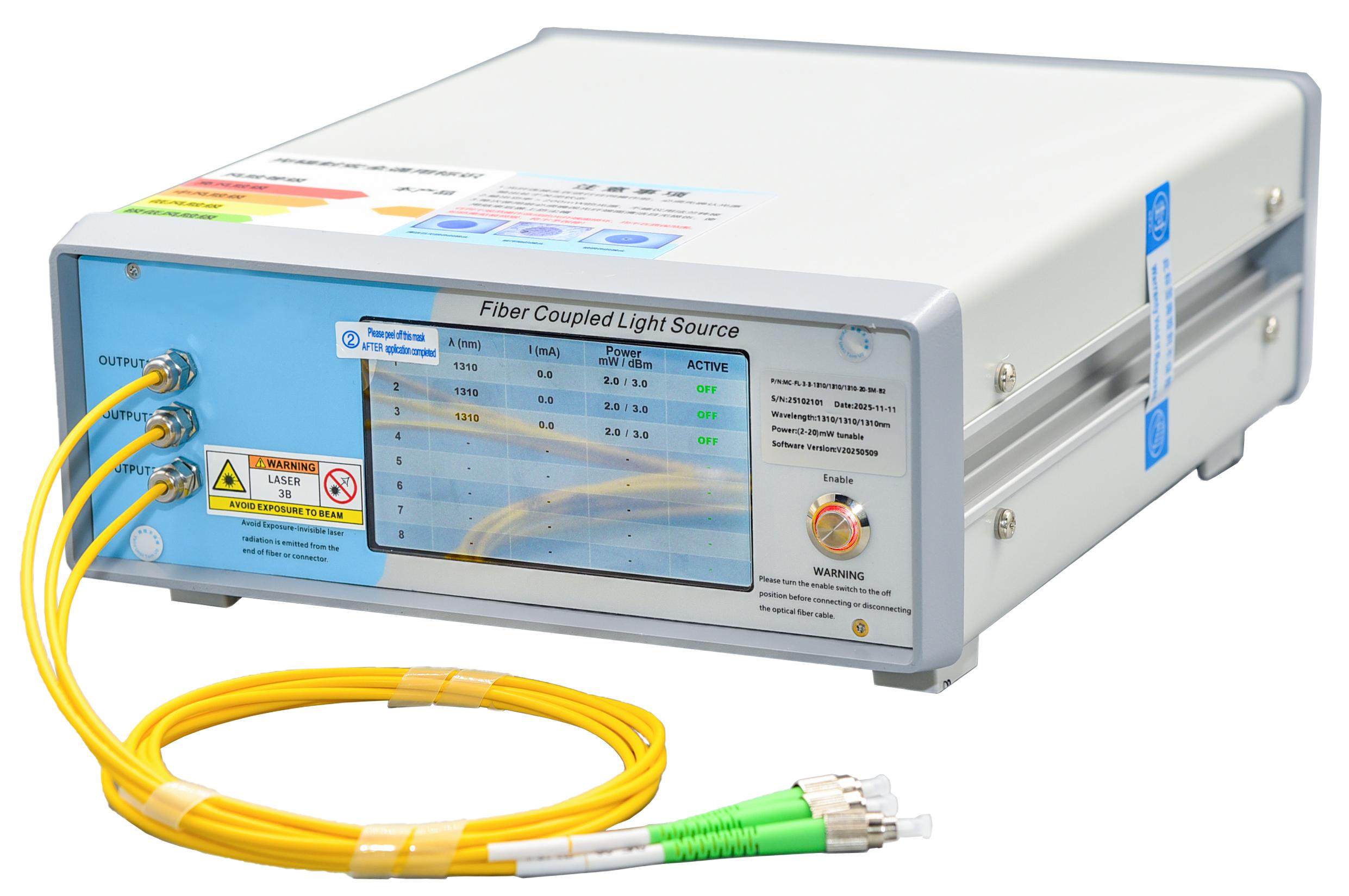 O-band multi-channel continuous fiber optic light source